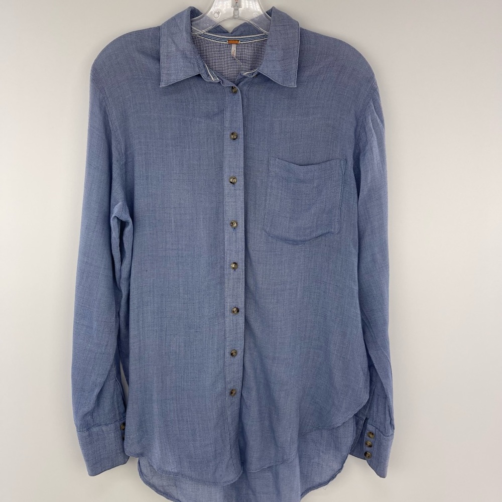 Free People That’s A Wrap Shirts Blue Size S - Picture 2 of 12